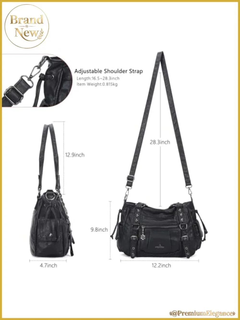 Vegan Leather Multi Pocket Retro Hobo Handbag Satchel Tote for Women